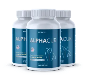 3-bottle kit of AlphaCur supplement for 90-day supply and moderate savings.
