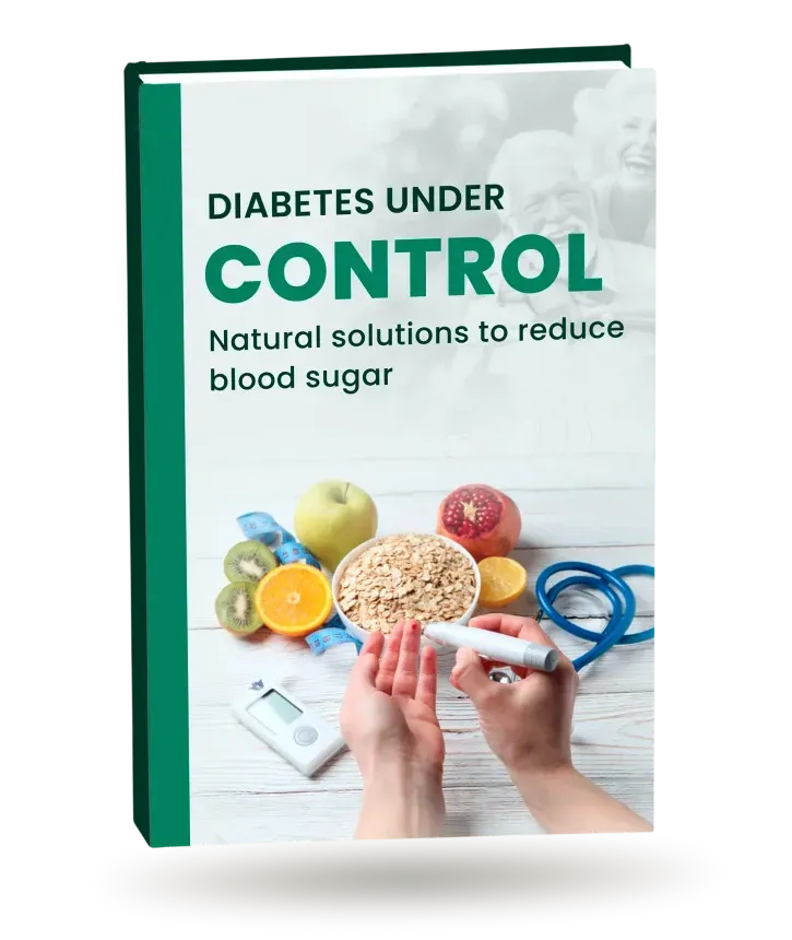 Diabetes Under Control digital guide mockup for glucose management.