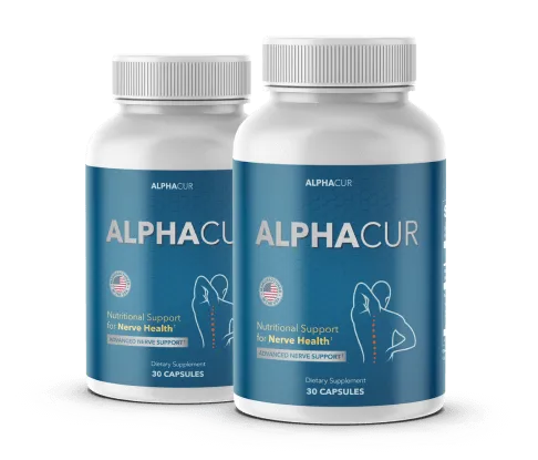 Two bottles of AlphaCur for a 60-day supply of nerve support.