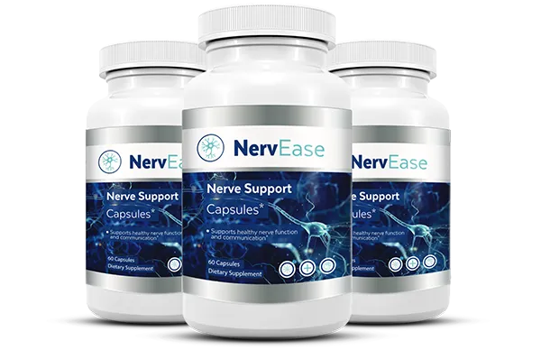 Bundle of three NervEase bottles for a 60-day nerve support treatment with free shipping.